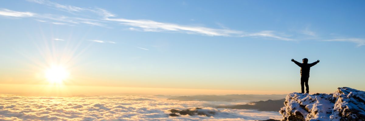 hiker celebrating success