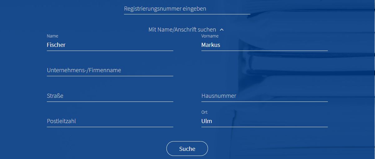 Vermittlerregister Suche