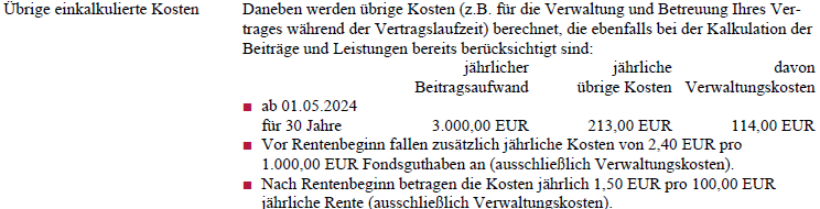 Übrige Kosten Bruttopolice